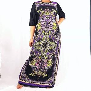 LONG DRESS WITH ABSTRACT LOZENGES PRINT